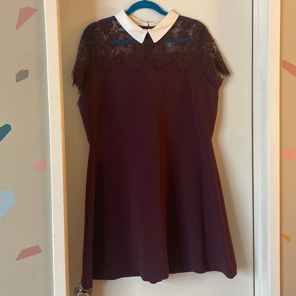 Plum/Burgundy Fit and Flare Peter Pan Collar dress - XL